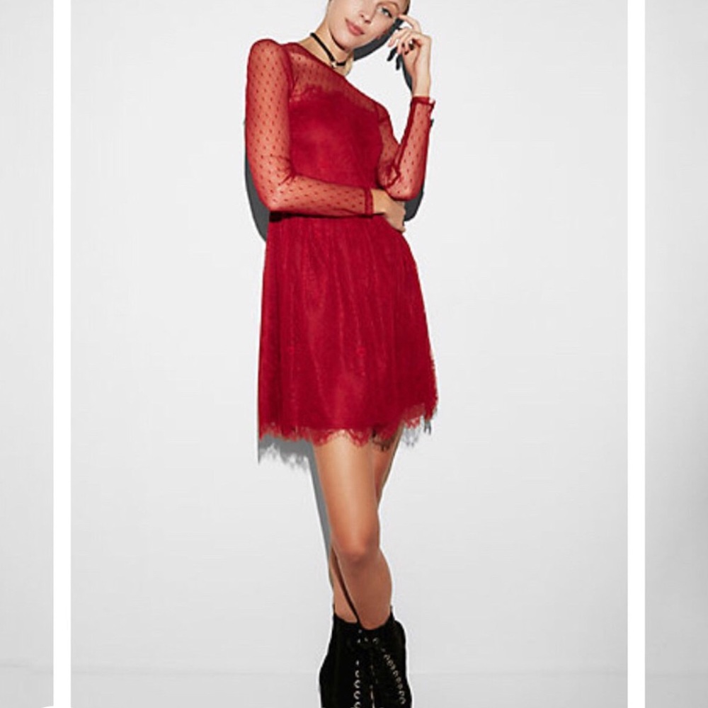 Express Red Lace Dress
